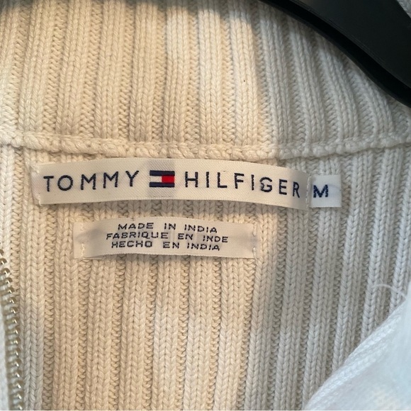 Tommy Hilfiger white zip sweater cardigan Y2K medium - Picture 5 of 7